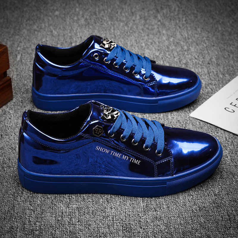 Luxury Lifestyle Fashion - Luxury Men Casual Sneakers Blue Shiny