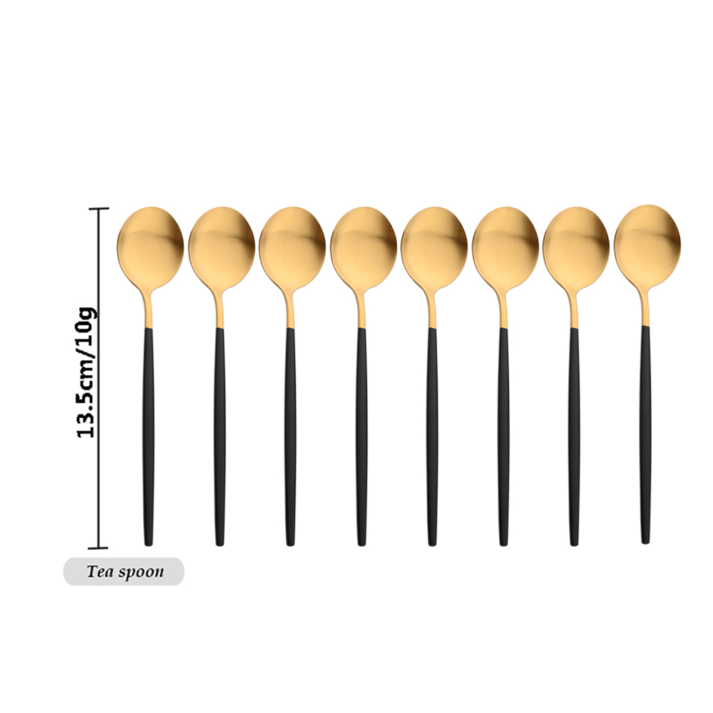 Gold Plated Cutlery - Drmfiy Black Handle Gold Coffee Tableware