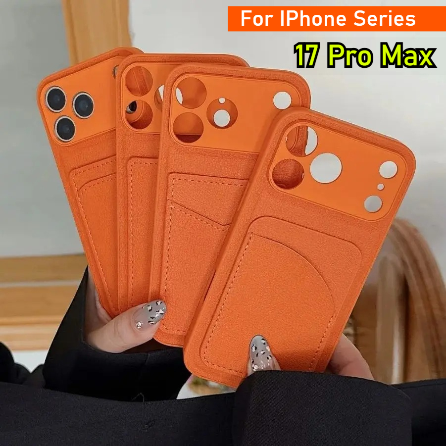 Leather Card Wallet - Leather Orange Color Card Holder Case