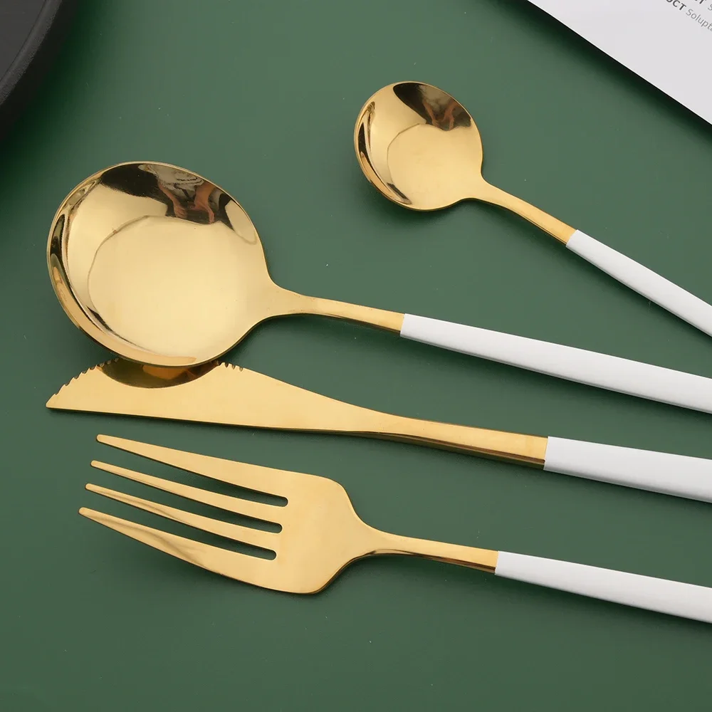 16/24/32/48Pcs Dinnerware Set  - Gold Plated Cutlery review and price