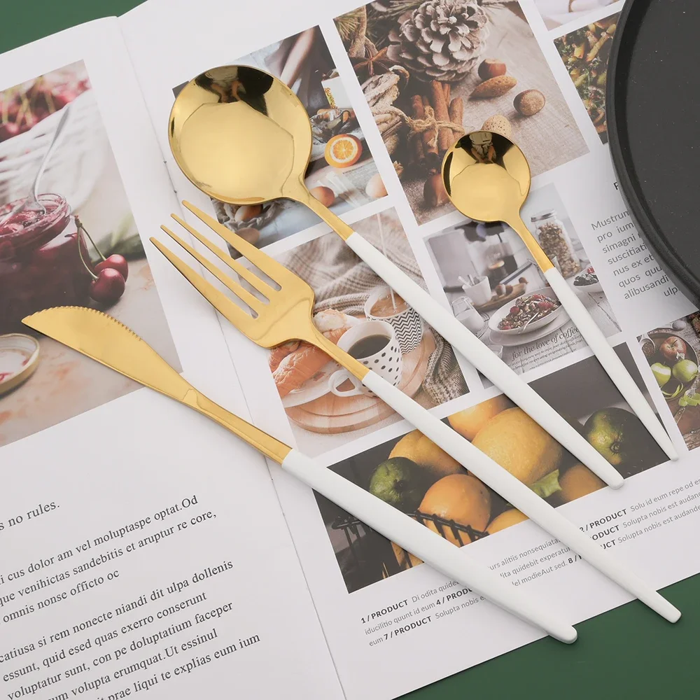 16/24/32/48Pcs Dinnerware Set  - Gold Plated Cutlery review and price