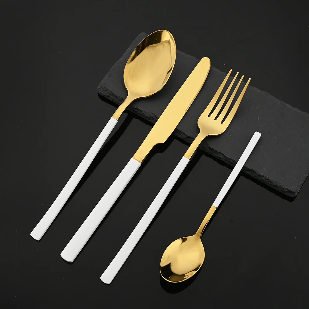 16Pcs Black Gold Cutlery Set S - Gold Plated Cutlery review and price