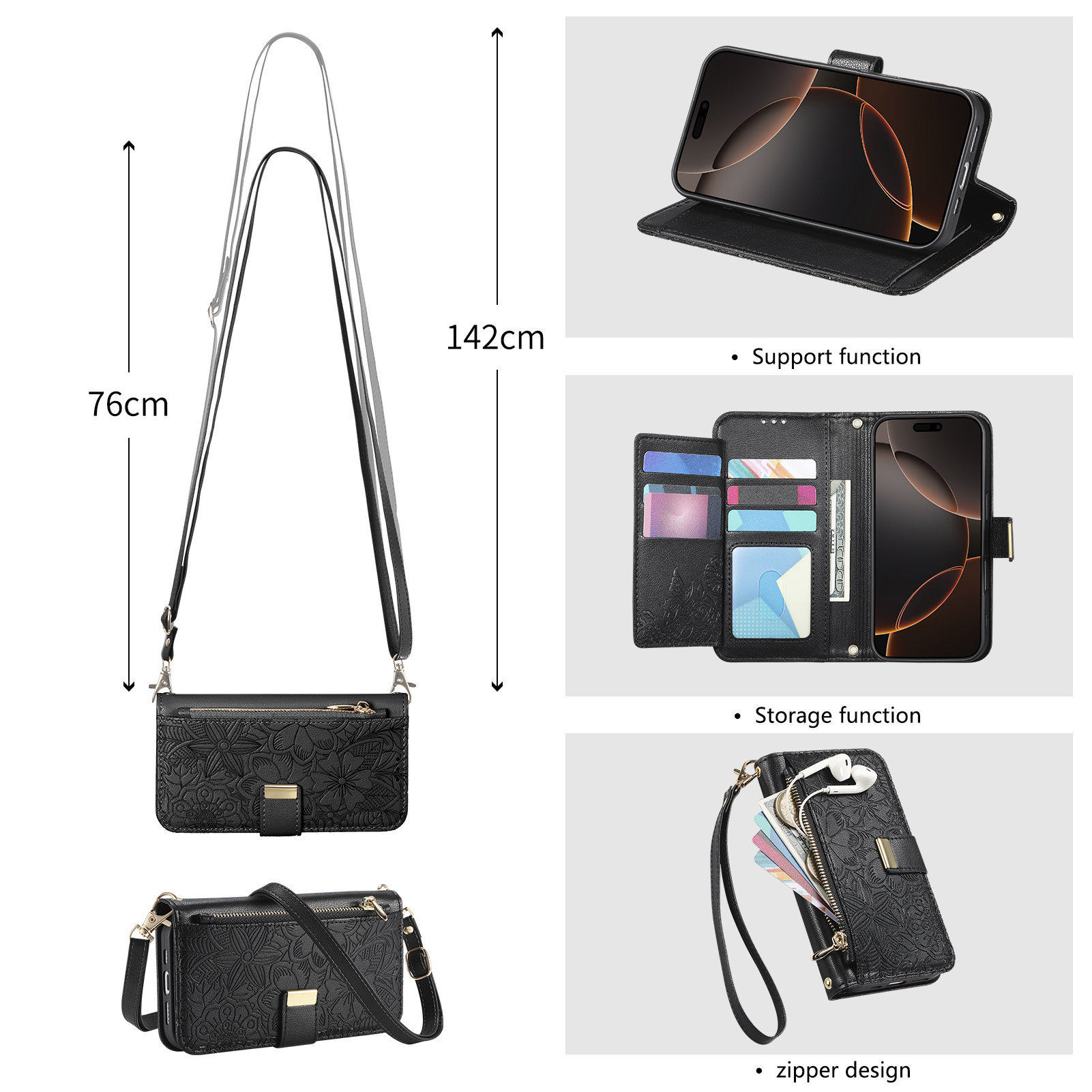 Leather Zipper Crossbody Flip  - Leather Card Wallet review and price
