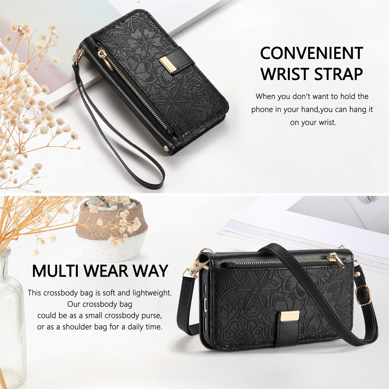 Leather Zipper Crossbody Flip  - Leather Card Wallet review and price