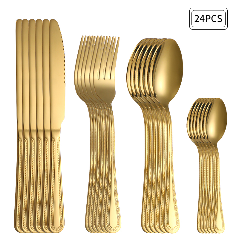 24pc Stainless Steel Gold Cutl - Gold Plated Cutlery review and price