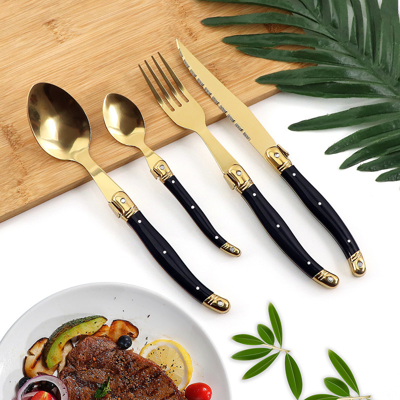 Laguiole Black Gold Cutlery Se - Gold Plated Cutlery review and price