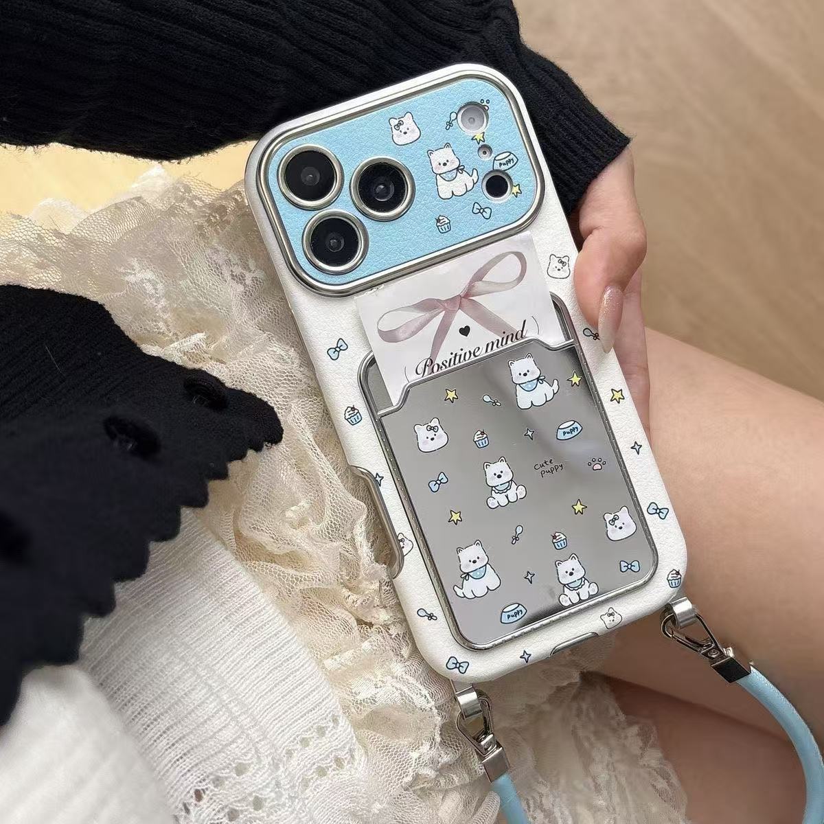 Cute Puppy Mirror Card Holder  - Leather Card Wallet review and price