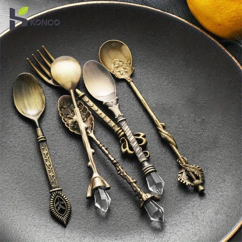 6pcs Vintage Spoons Fork Royal - Gold Plated Cutlery review and price