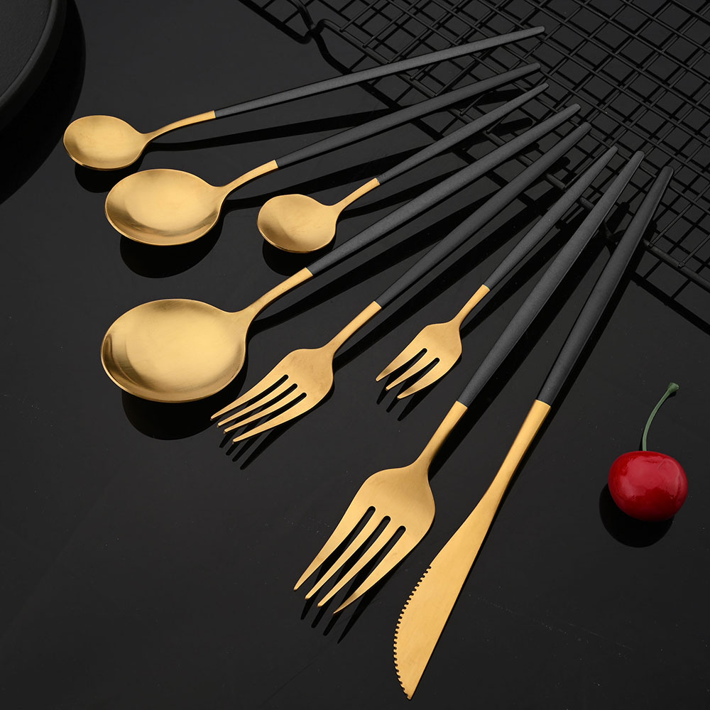 Tableware Stainless Steel Blac - Gold Plated Cutlery review and price