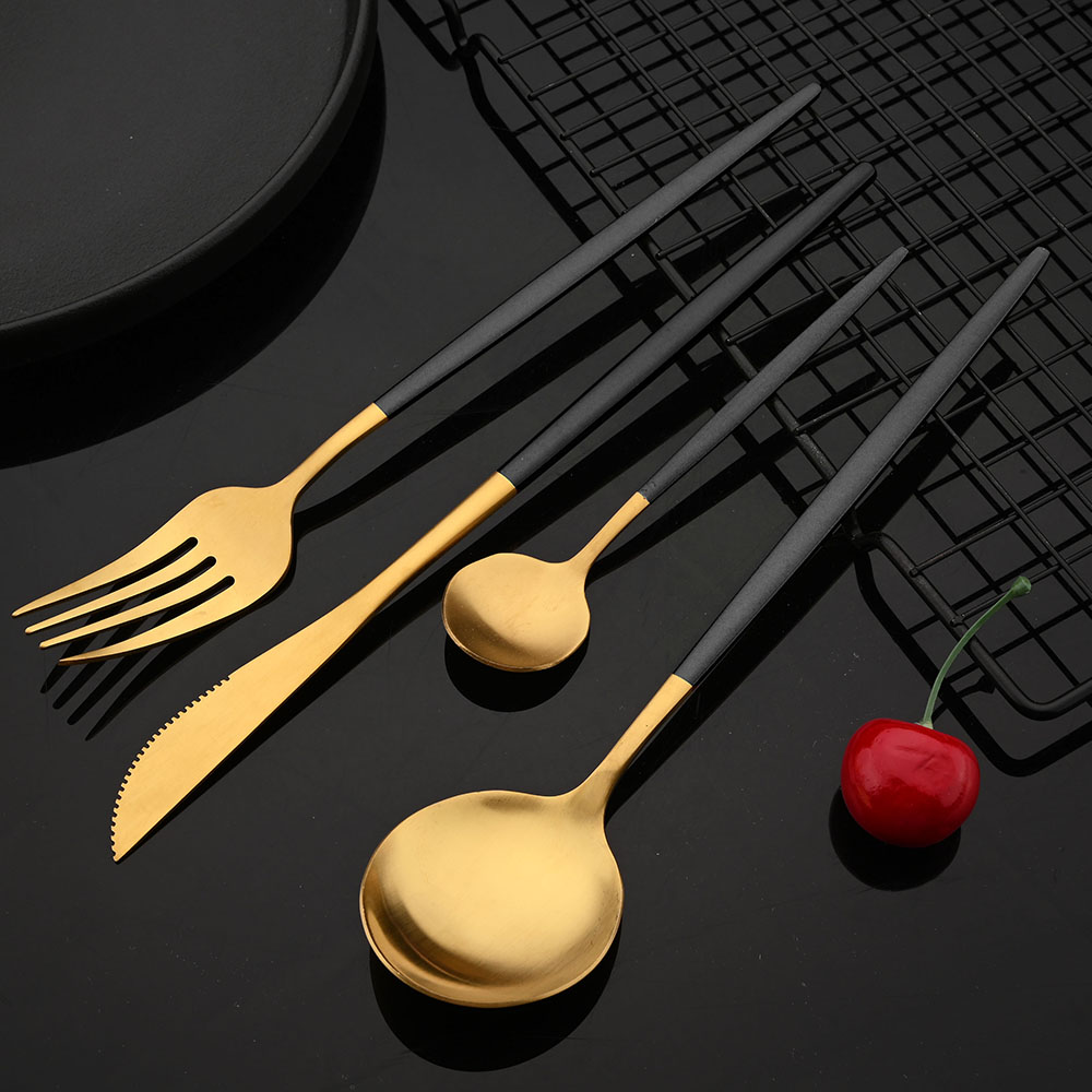 Tableware Stainless Steel Blac - Gold Plated Cutlery review and price