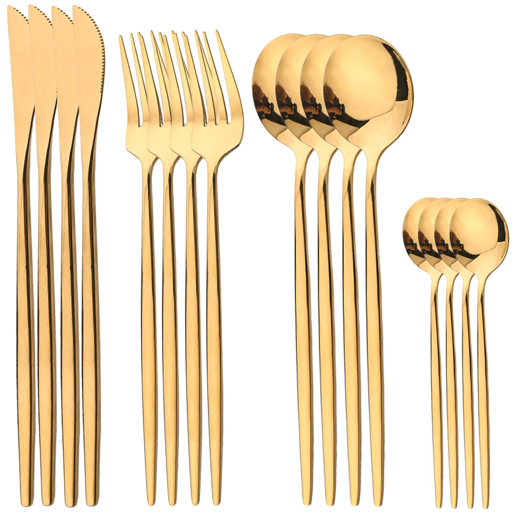 16Pcs Gold Dinnerware Stainles - Gold Plated Cutlery review and price