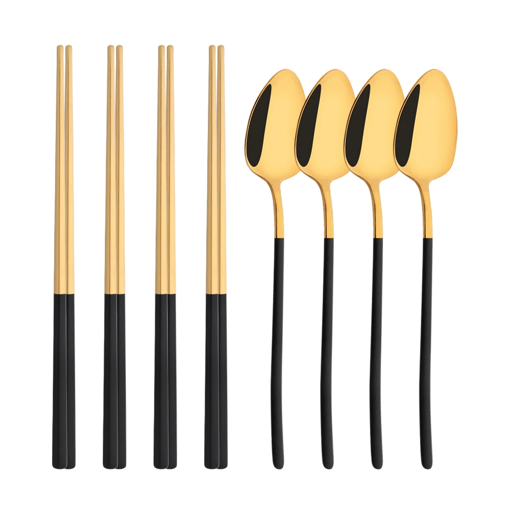 Korean 8Pcs Tableware Set High - Gold Plated Cutlery review and price