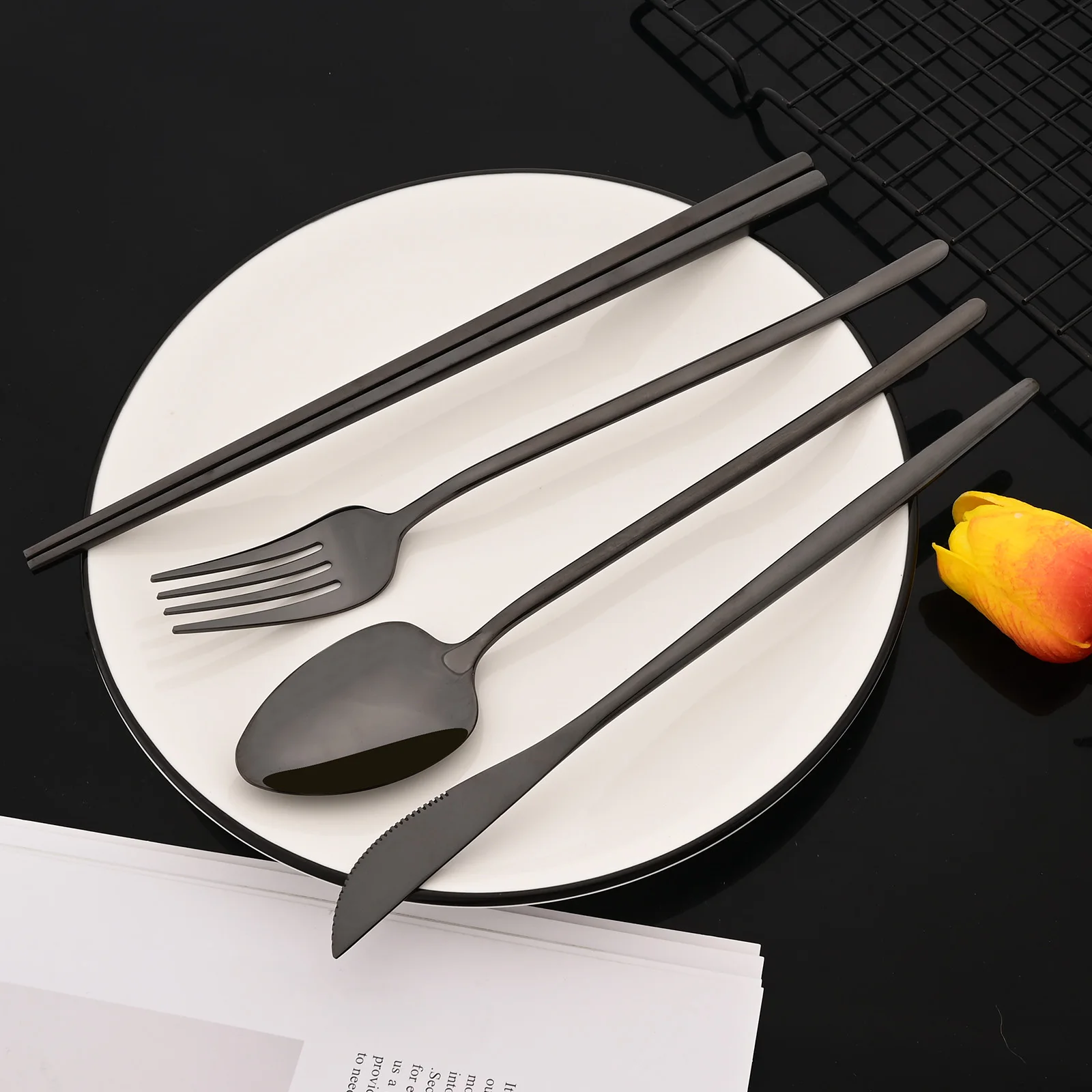 Korean 8Pcs Tableware Set High - Gold Plated Cutlery review and price
